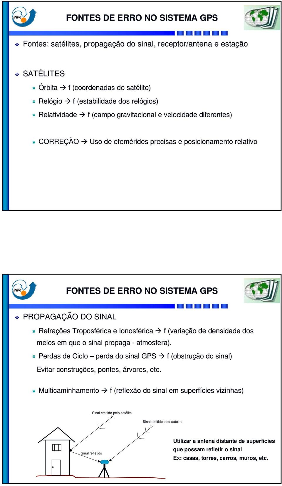 rica e Ionosférica f (varia( variação de densidade dos meios em que o sinal propaga - atmosfera).