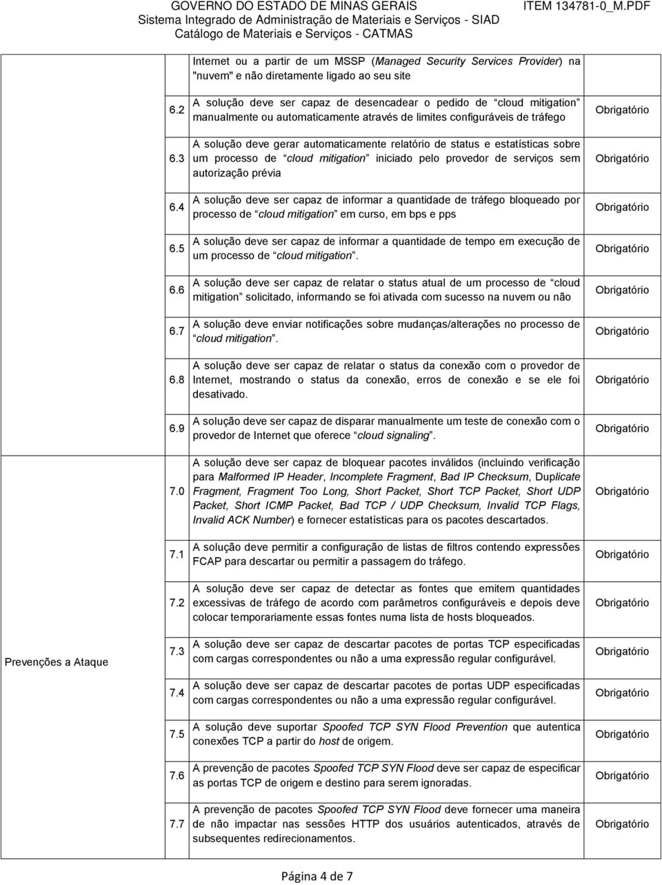 3 A solução deve gerar automaticamente relatório de status e estatísticas sobre um processo de cloud mitigation iniciado pelo provedor de serviços sem autorização prévia 6.