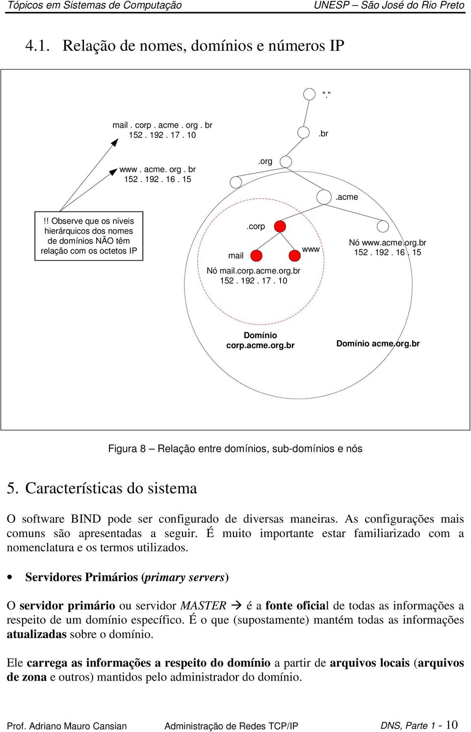 Características do sistema O software BIND pode ser configurado de diversas maneiras. As configurações mais comuns são apresentadas a seguir.