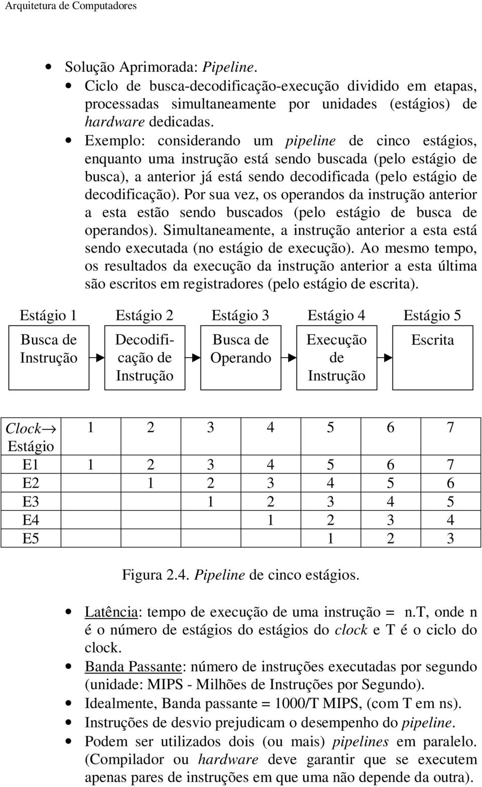 Por sua vez, os operandos da instrução anterior a esta estão sendo buscados (pelo estágio de busca de operandos).