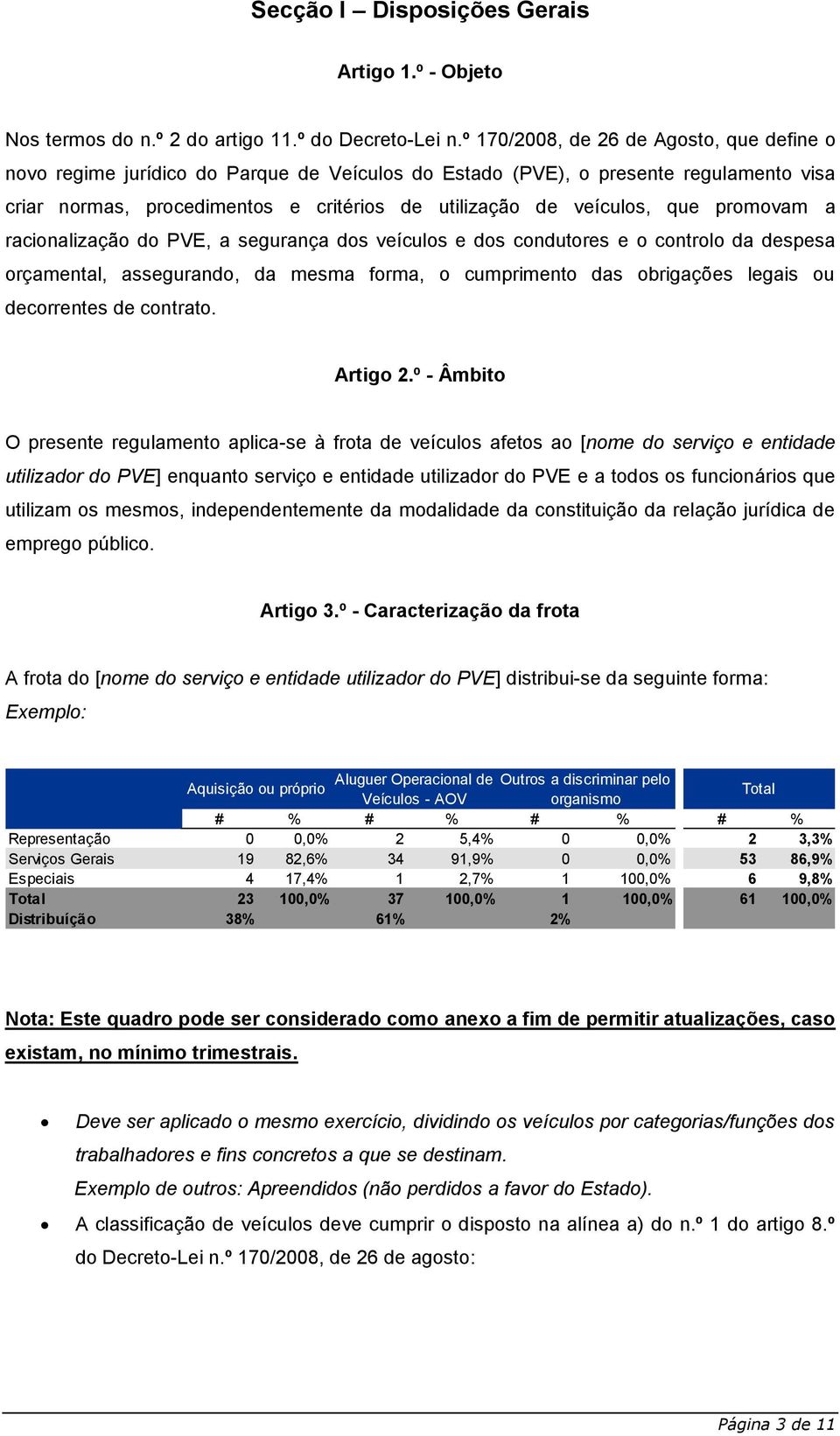 que promovam a racionalização do PVE, a segurança dos veículos e dos condutores e o controlo da despesa orçamental, assegurando, da mesma forma, o cumprimento das obrigações legais ou decorrentes de