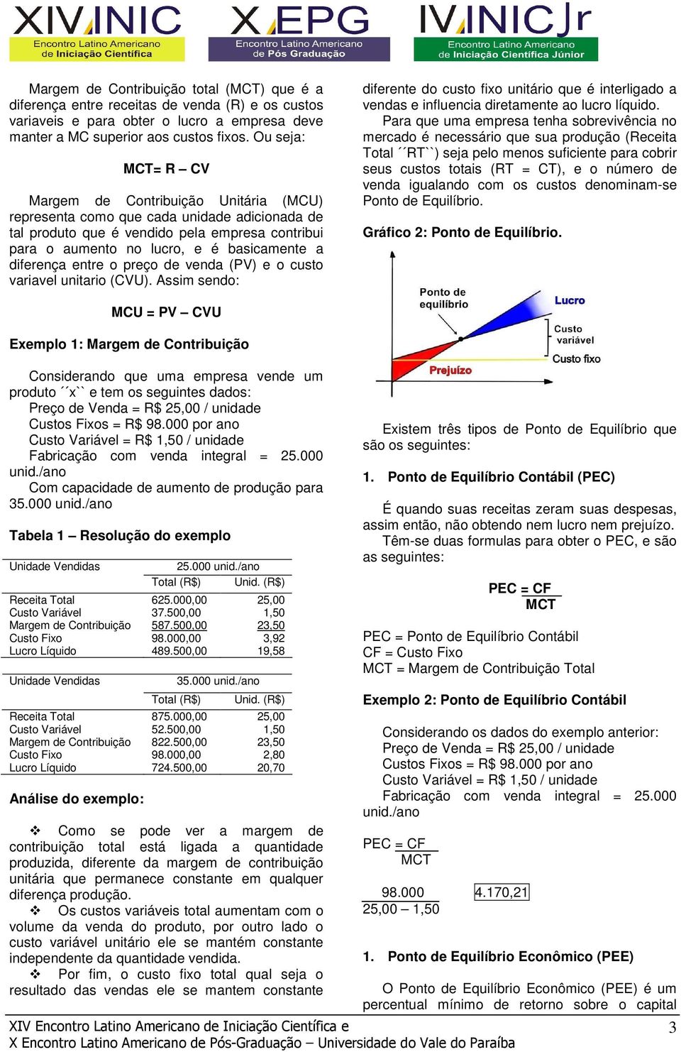 entre o preço de venda (PV) e o custo variavel unitario (CVU). Assim sendo: diferente do custo fixo unitário que é interligado a vendas e influencia diretamente ao lucro líquido.