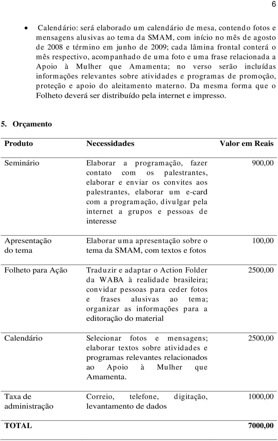 apoio do aleitamento materno. Da mesma forma que o Folheto deverá ser distribuído pela internet e impresso. 5.