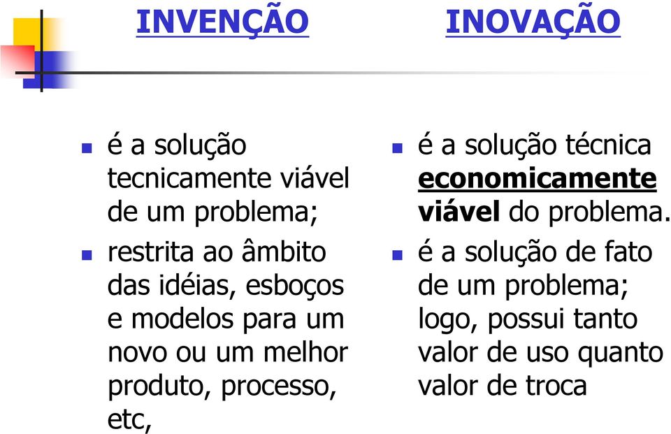 processo, etc, éa solução técnica economicamente viável do problema.