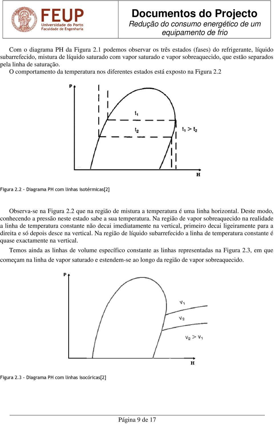 O comportamento da temperatura nos diferentes estados está exposto na Figura. Figura. - Diagrama PH com linhas isotérmicas[] Observa-se na Figura.