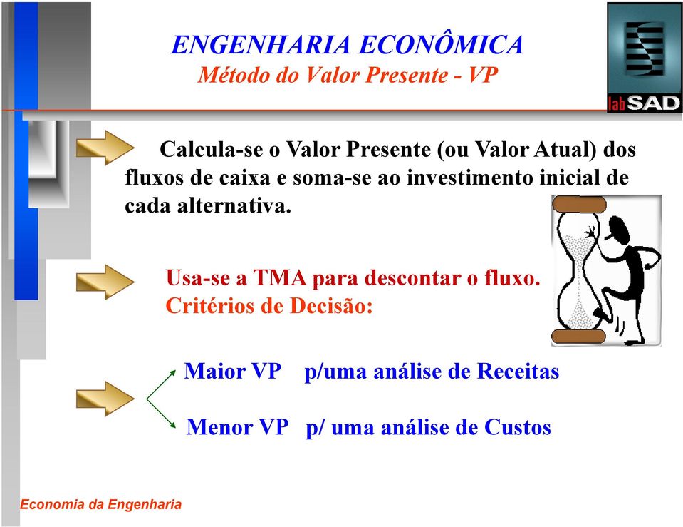 alternativa. Usa-se a TMA para descontar o fluxo.