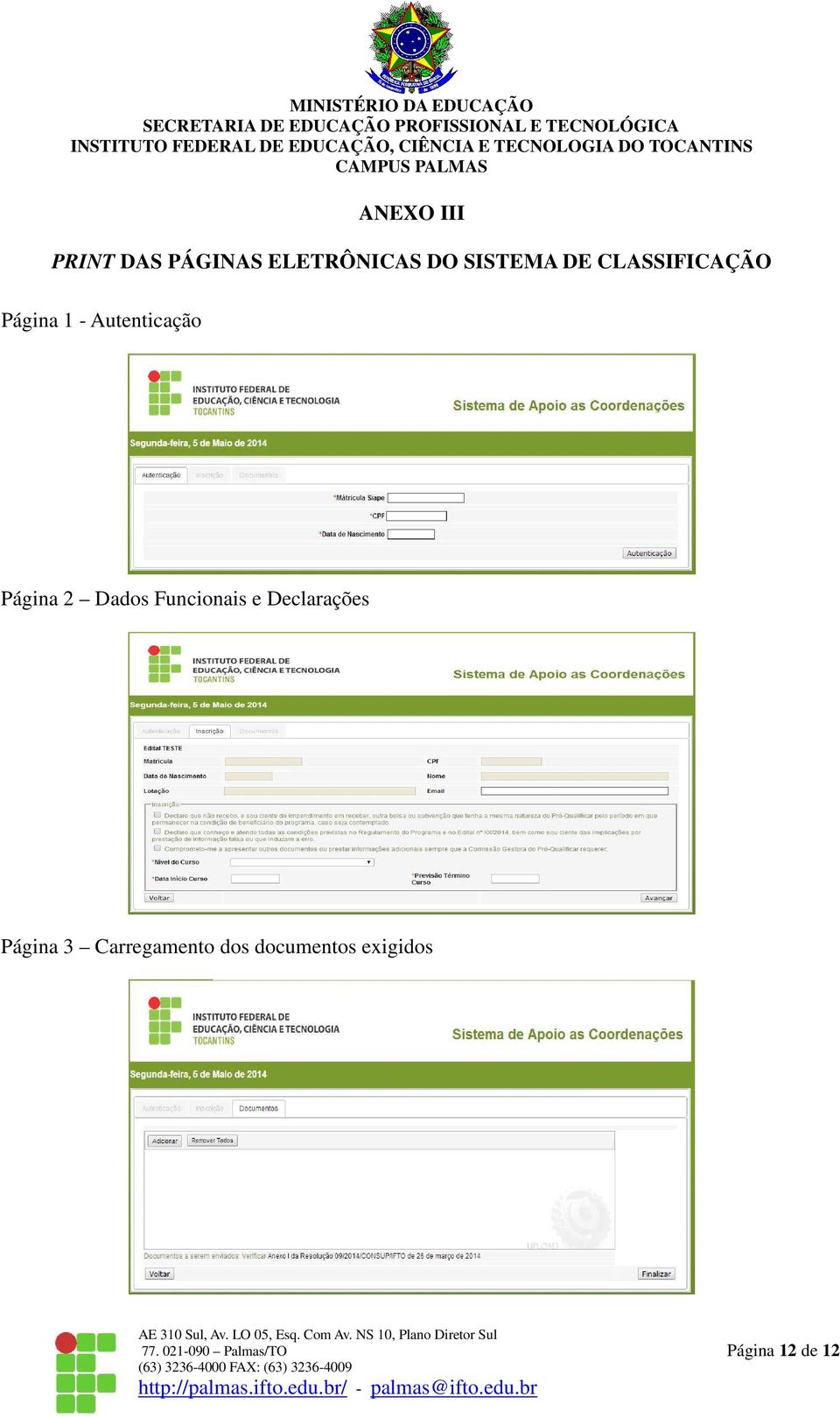 Página 2 Dados Funcionais e Declarações Página 3