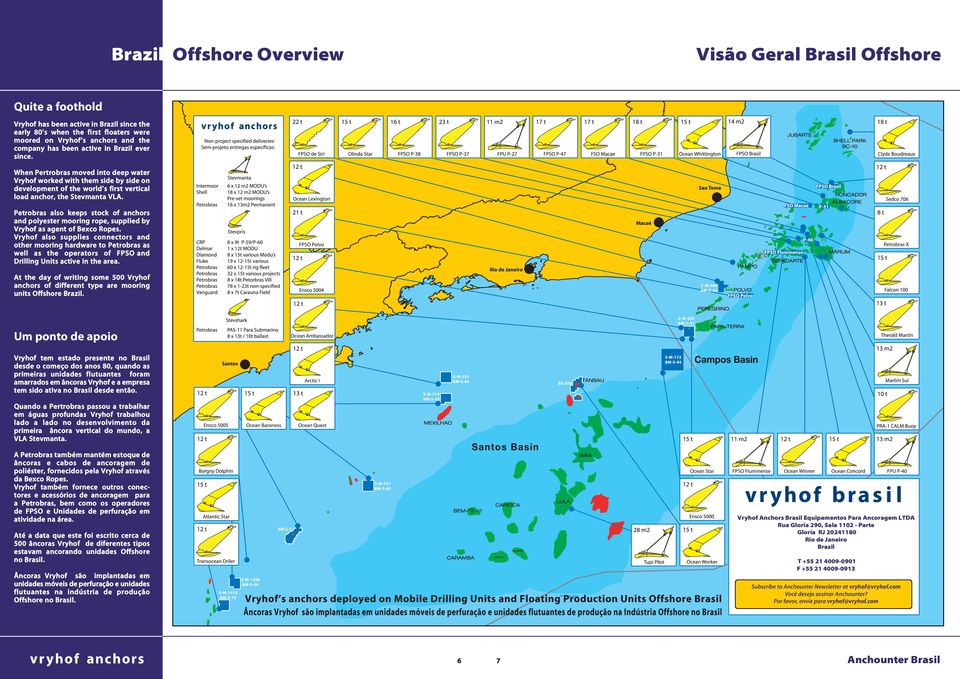 Petrobras also keeps stock of anchors and polyester mooring rope, supplied by Vryhof as agent of Bexco Ropes.