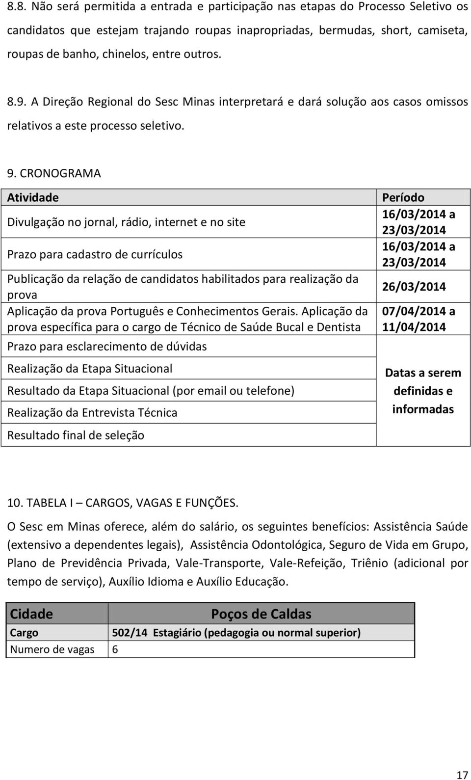 CRONOGRAMA Atividade Divulgação no jornal, rádio, internet e no site Prazo para cadastro de currículos Publicação da relação de candidatos habilitados para realização da prova Aplicação da prova