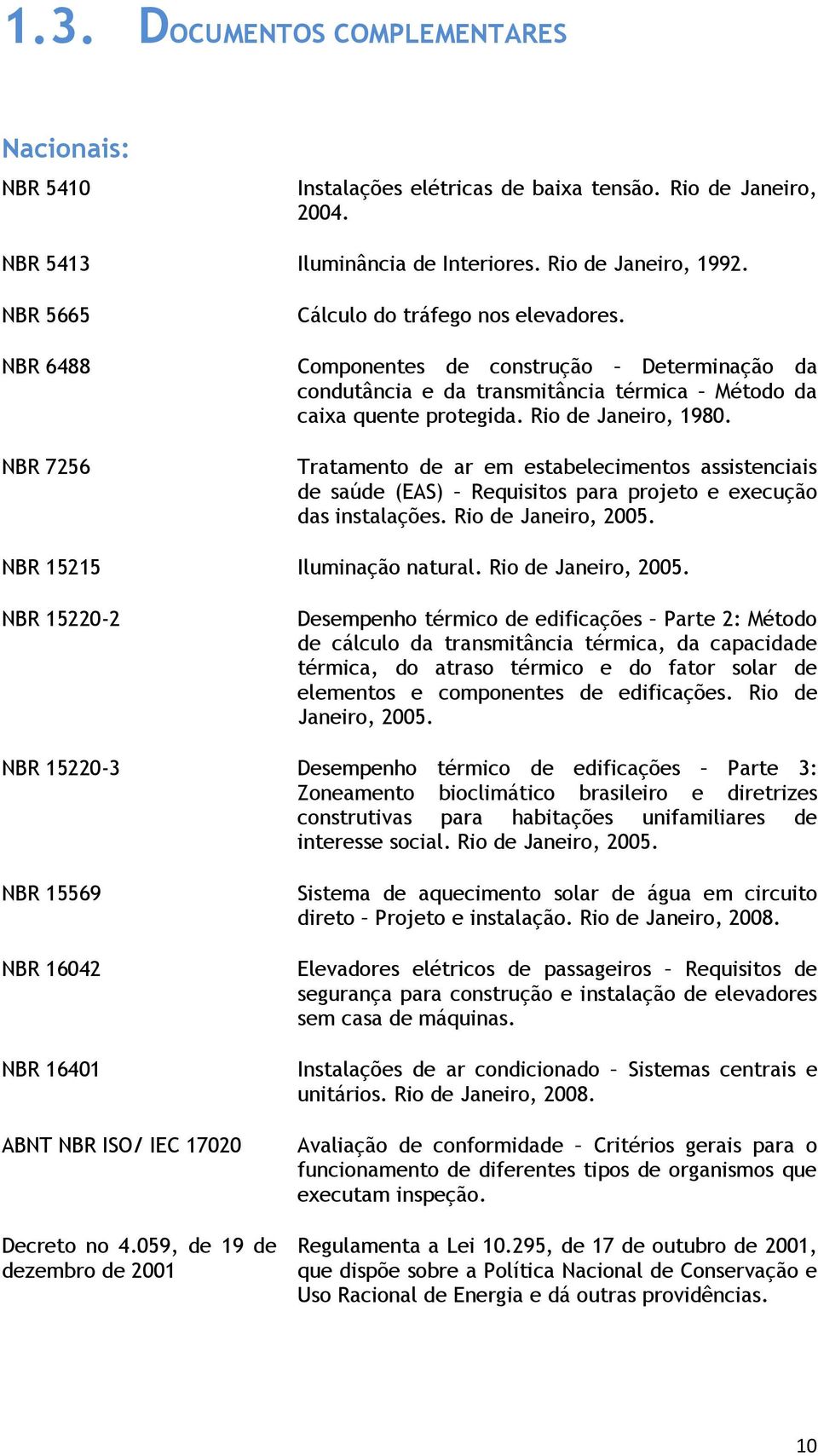 Tratamento de ar em estabelecimentos assistenciais de saúde (EAS) Requisitos para projeto e execução das instalações. Rio de Janeiro, 2005.