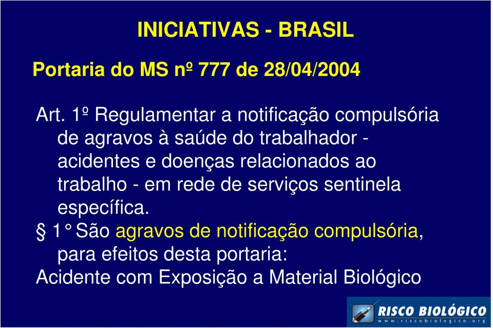 acidentes e doenças relacionados ao trabalho - em rede de serviços sentinela