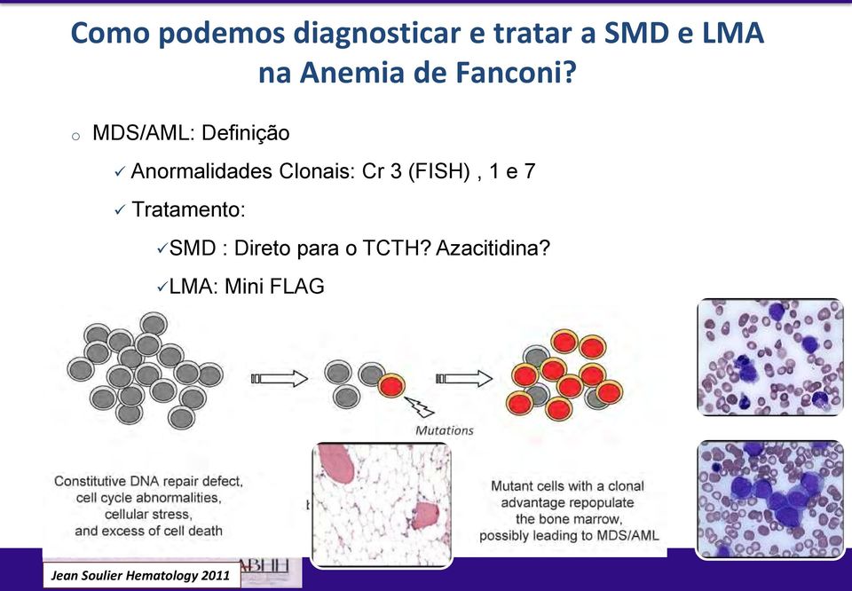 o MDS/AML: Definição Anormalidades Clonais: Cr 3 (FISH),