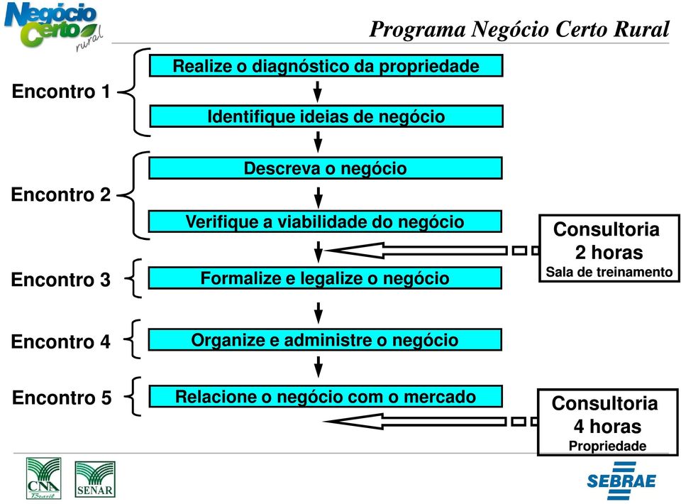 Formalize e legalize o negócio Consultoria 2 horas Sala de treinamento Encontro 4 Organize e