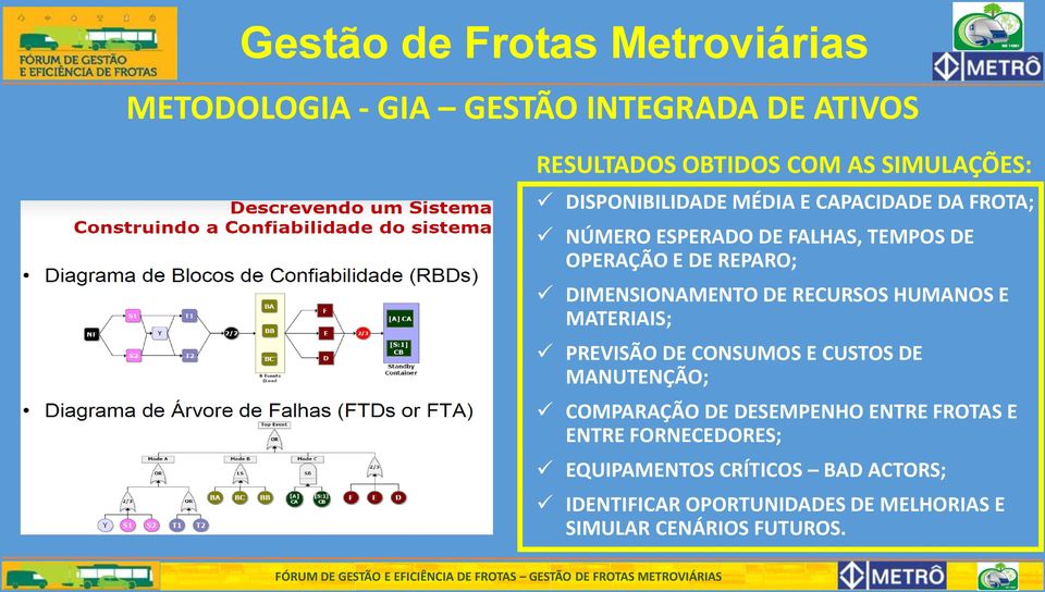 HUMANOS E MATERIAIS; PREVISÃO DE CONSUMOS E CUSTOS DE MANUTENÇÃO; COMPARAÇÃO DE DESEMPENHO ENTRE FROTAS E