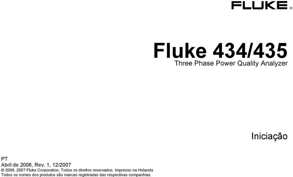 1, 12/2007 2006, 2007 Fluke Corporation, Todos os direitos