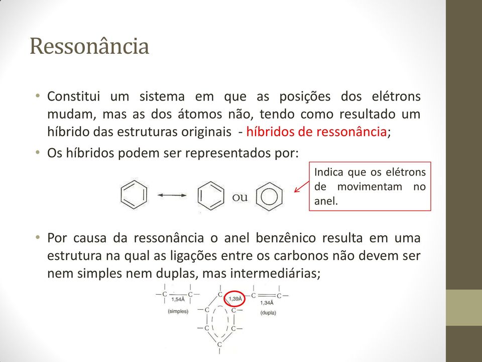 representados por: Indica que os elétrons de movimentam no anel.