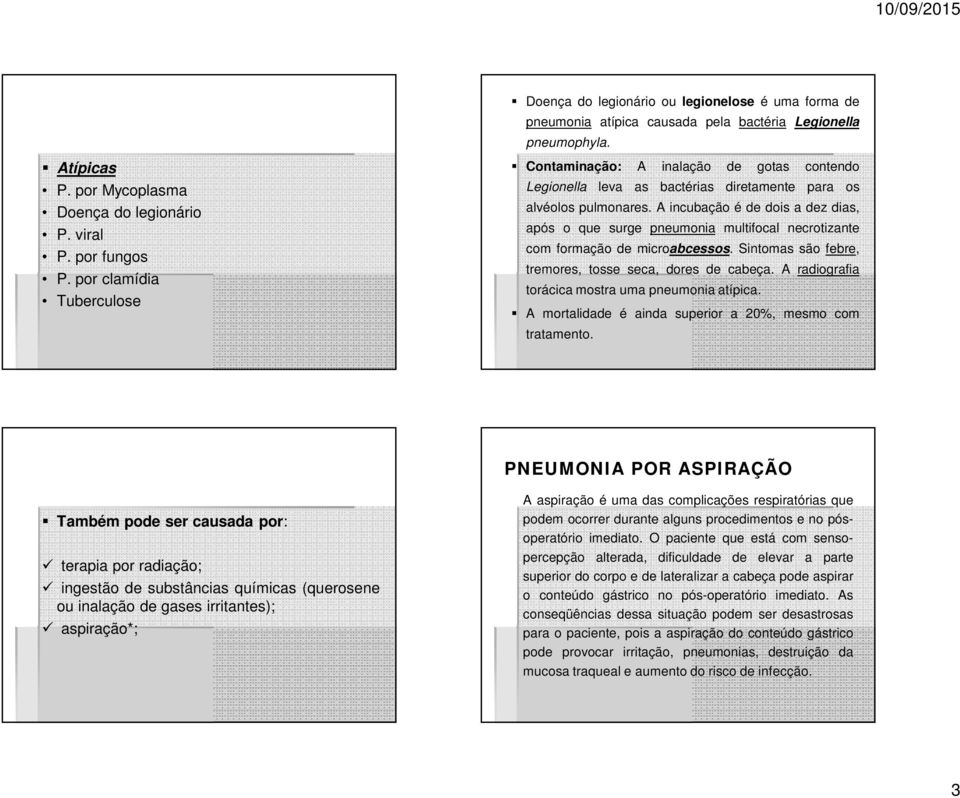 A incubação é de dois a dez dias, após o que surge pneumonia multifocal necrotizante com formação de microabcessos. Sintomas são febre, tremores, tosse seca, dores de cabeça.