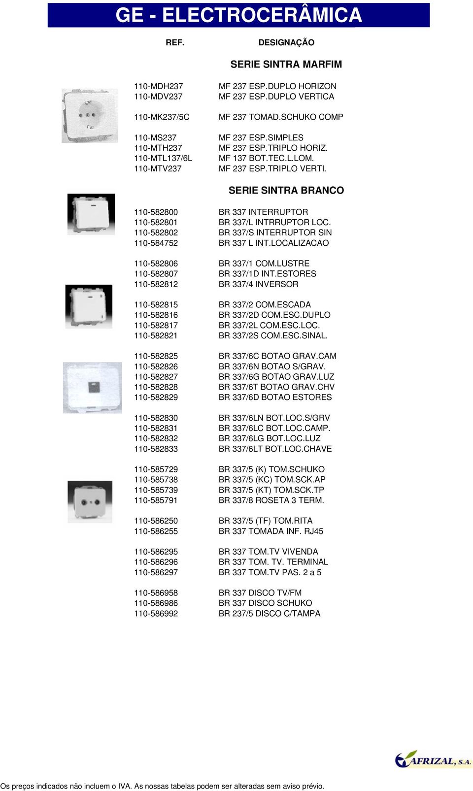 110-582802 BR 337/S INTERRUPTOR SIN 110-584752 BR 337 L INT.LOCALIZACAO 110-582806 BR 337/1 COM.LUSTRE 110-582807 BR 337/1D INT.ESTORES 110-582812 BR 337/4 INVERSOR 110-582815 BR 337/2 COM.