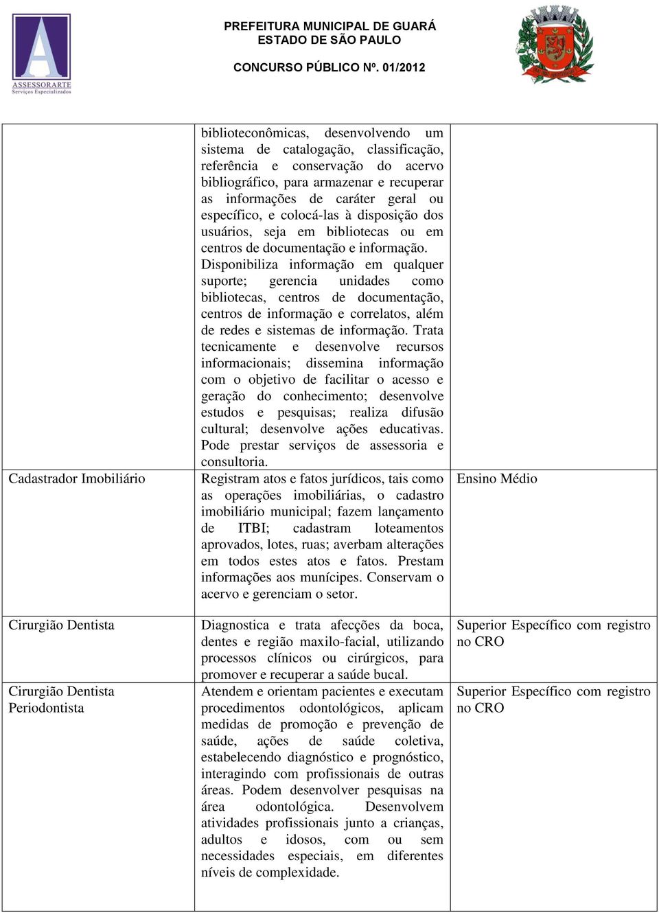 Disponibiliza informação em qualquer suporte; gerencia unidades como bibliotecas, centros de documentação, centros de informação e correlatos, além de redes e sistemas de informação.