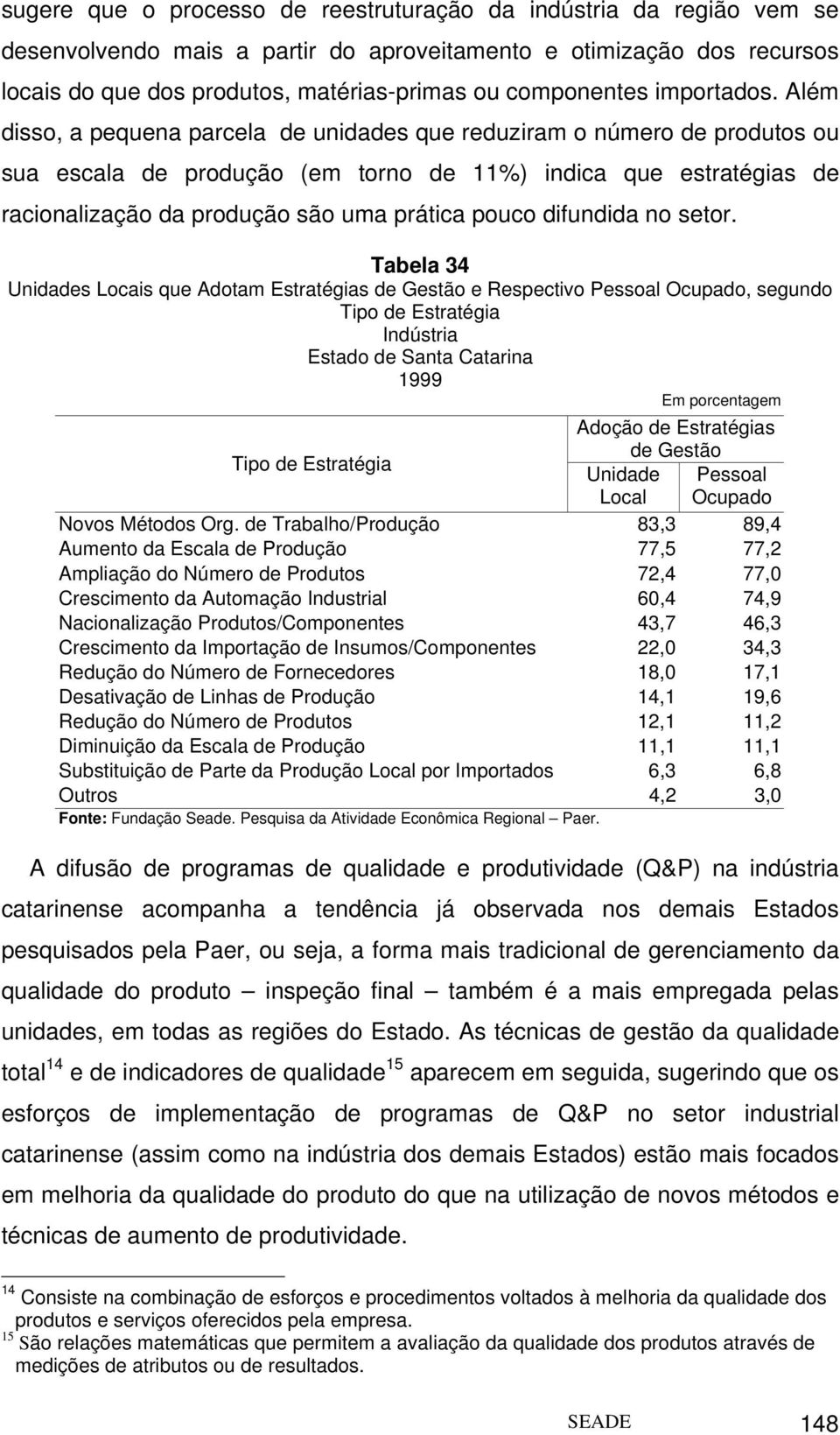 Além disso, a pequena parcela de unidades que reduziram o número de produtos ou sua escala de produção (em torno de 11%) indica que estratégias de racionalização da produção são uma prática pouco