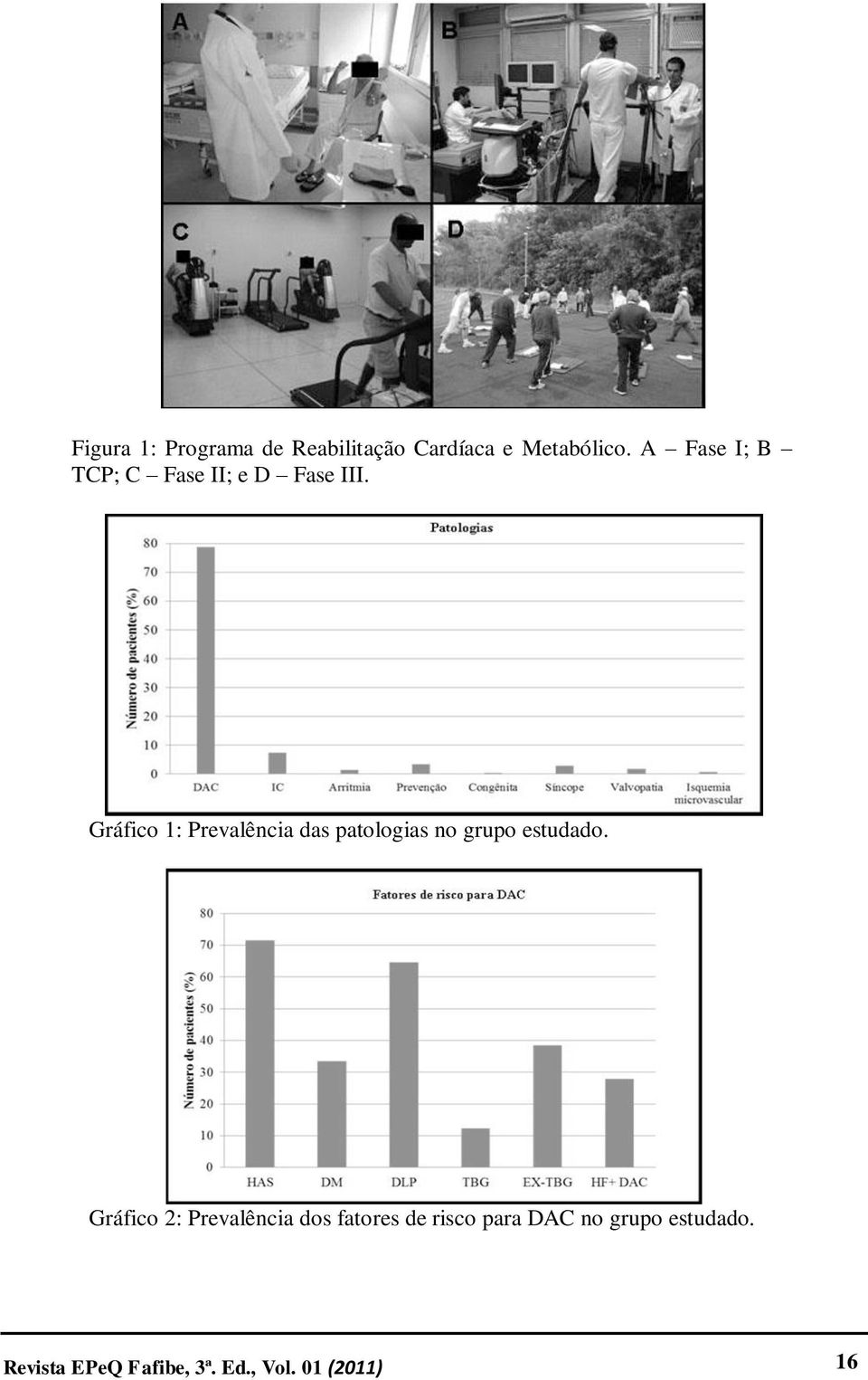 Gráfico 1: Prevalência das patologias no grupo estudado.