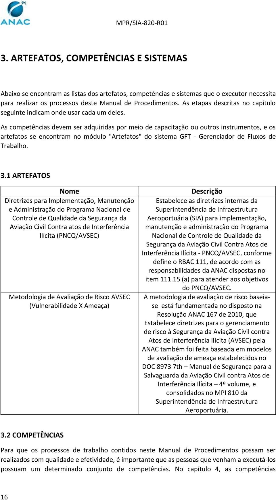 As competências devem ser adquiridas por meio de capacitação ou outros instrumentos, e os artefatos se encontram no módulo "Artefatos" do sistema GFT - Gerenciador de Fluxos de Trabalho. 3.