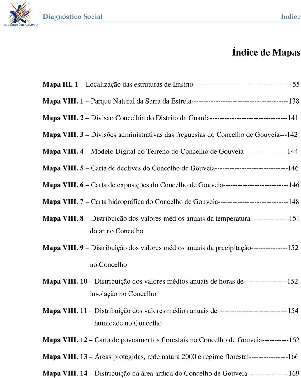 3 Divisões administrativas das freguesias do Concelho de Gouveia---142 Mapa VIII. 4 Modelo Digital do Terreno do Concelho de Gouveia------------------144 Mapa VIII.