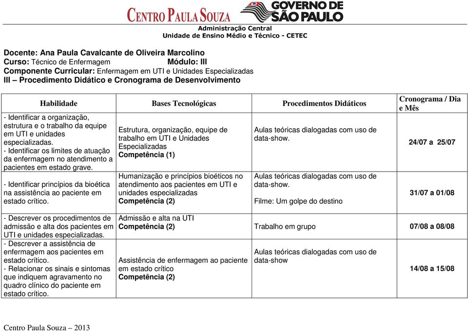 - Identificar os limites de atuação da enfermagem no atendimento a pacientes em estado grave. - Identificar princípios da bioética na assistência ao paciente em estado crítico.