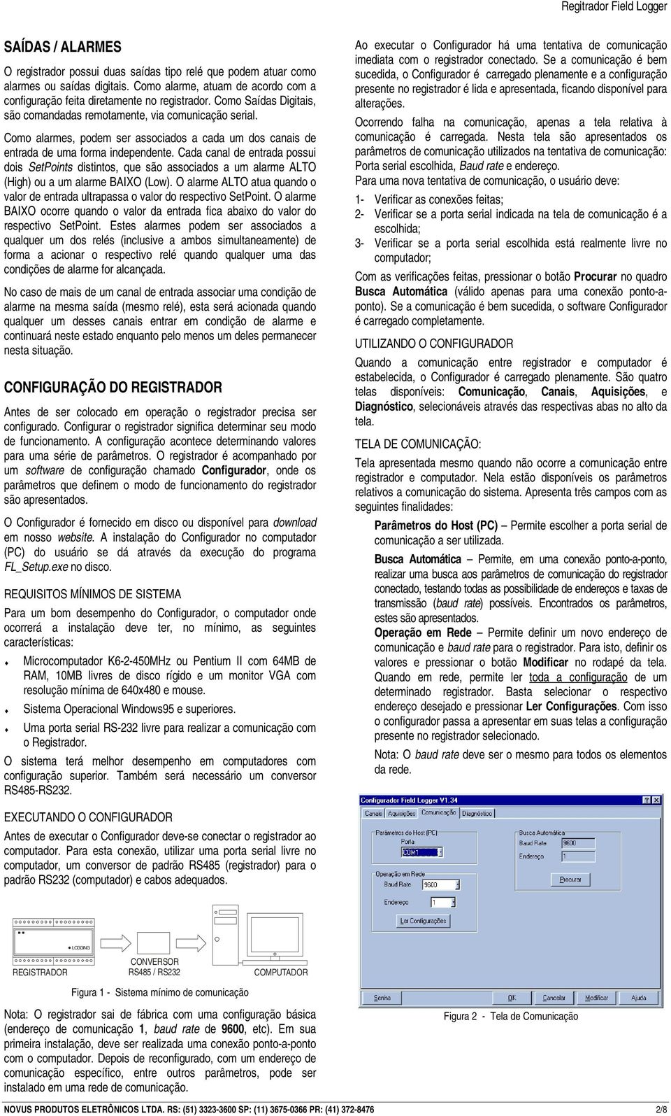 Cada canal de entrada possui dois SetPoints distintos, que são associados a um alarme ALTO (High) ou a um alarme BAIXO (Low).