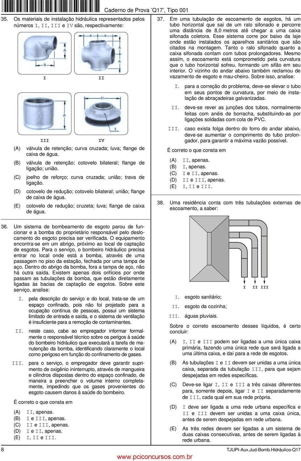 cotovelo de redução; cruzeta; luva; flange de caixa de água. 36.