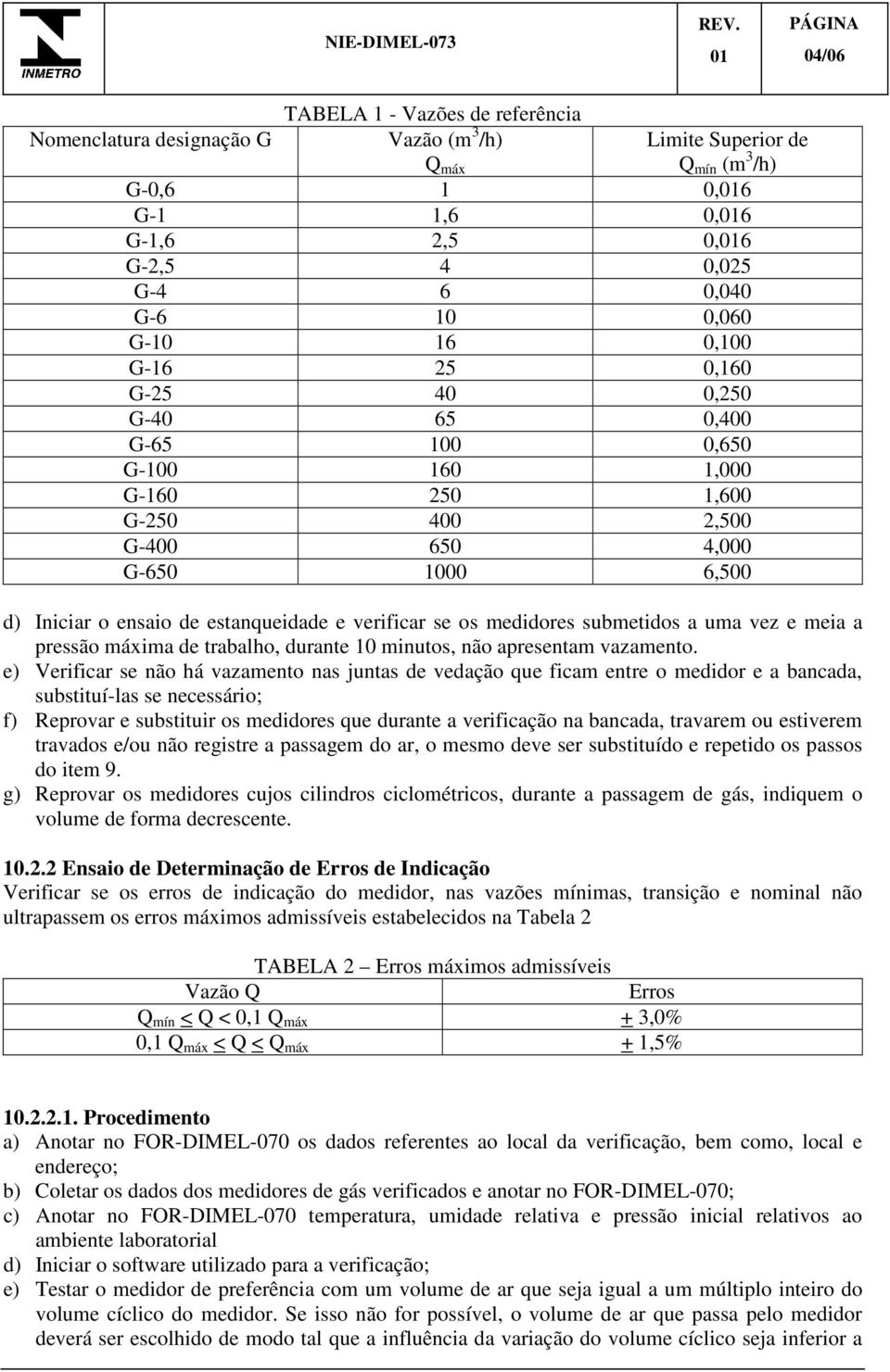 verificar se os medidores submetidos a uma vez e meia a pressão máxima de trabalho, durante 10 minutos, não apresentam vazamento.