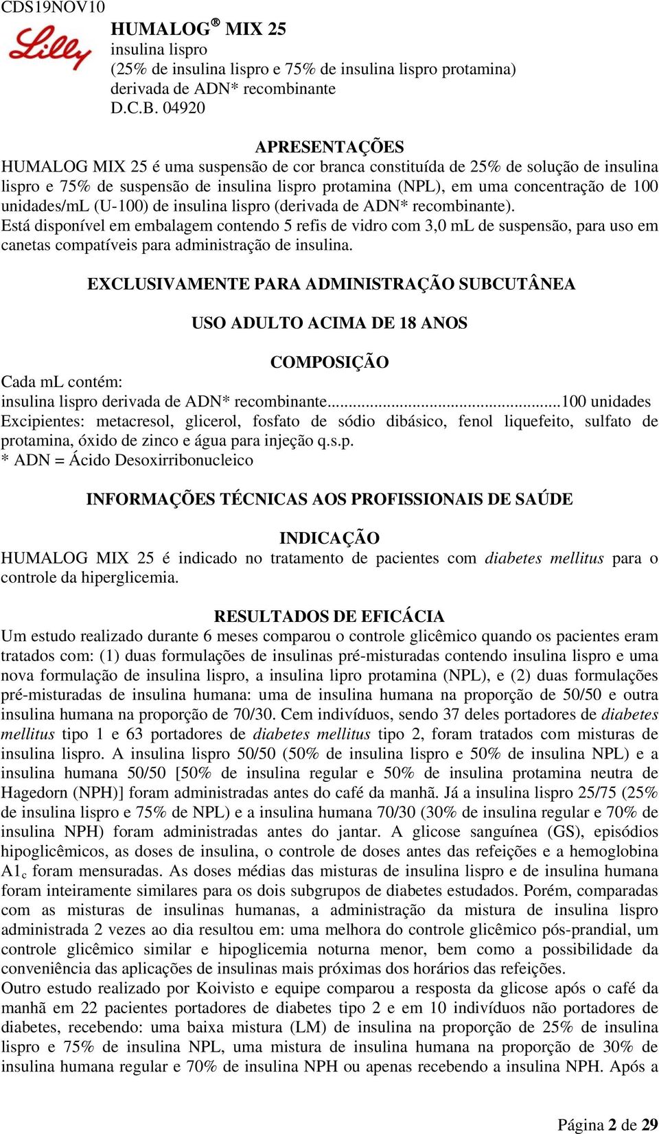 unidades/ml (U-100) de insulina lispro (derivada de ADN* recombinante).