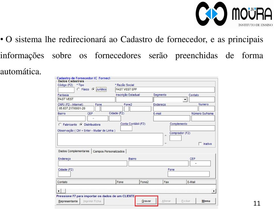 principais informações sobre os