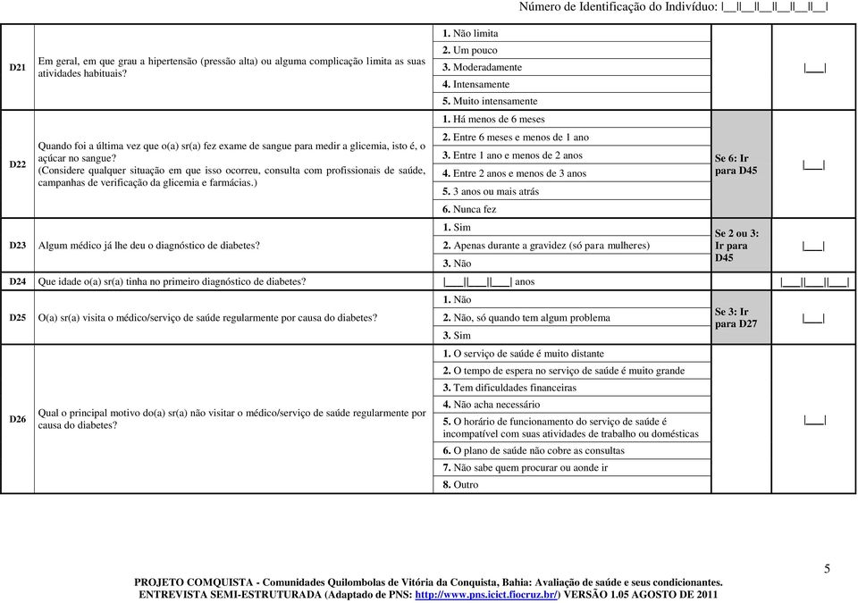 (Considere qualquer situação em que isso ocorreu, consulta com profissionais de saúde, campanhas de verificação da glicemia e farmácias.) Algum médico já lhe deu o diagnóstico de diabetes? 1.