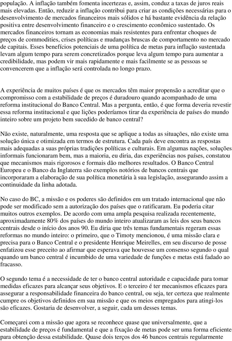 financeiro e o crescimento econômico sustentado.