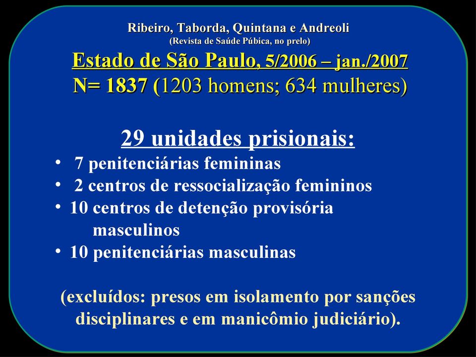 4 29 unidades prisionais: 7 penitenciárias femininas 2 centros de ressocialização femininos 10 centros de detenção