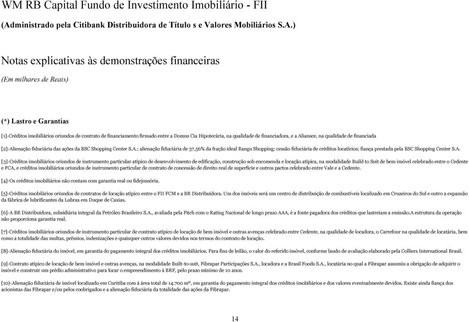 A. [3]-Créditos imobiliários oriundos de instrumento particular atípico de desenvolvimento de edificação, construção sob encomenda e locação atípica, na modalidade Build to Suit de bem imóvel