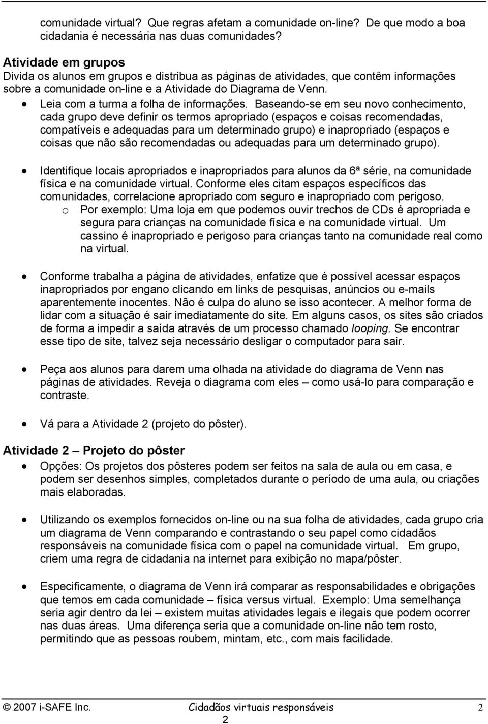 Leia com a turma a folha de informações.