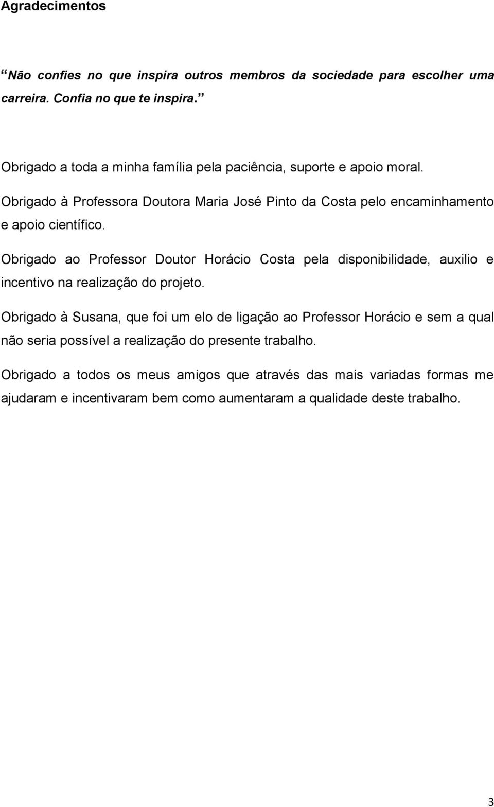 Obrigado ao Professor Doutor Horácio Costa pela disponibilidade, auxilio e incentivo na realização do projeto.