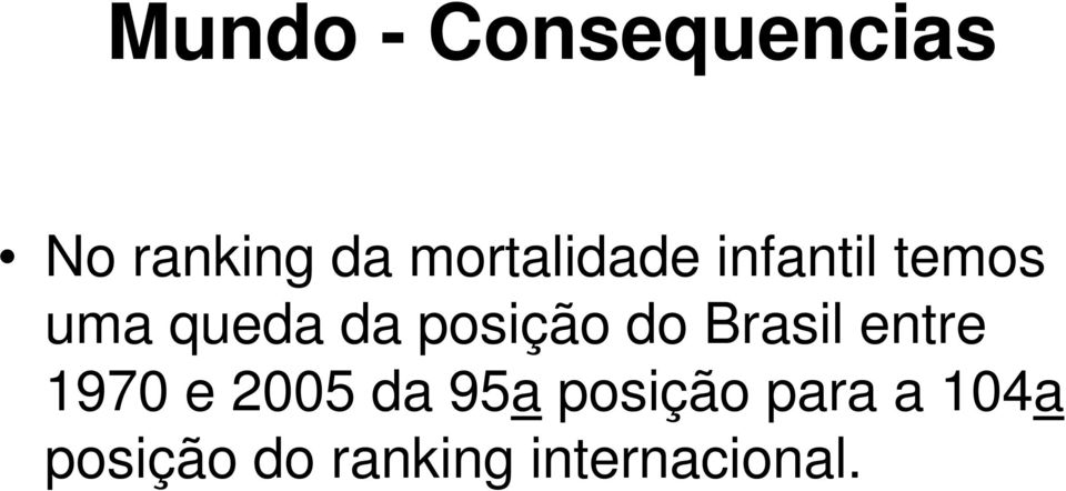 posição do Brasil entre 1970 e 2005 da 95a