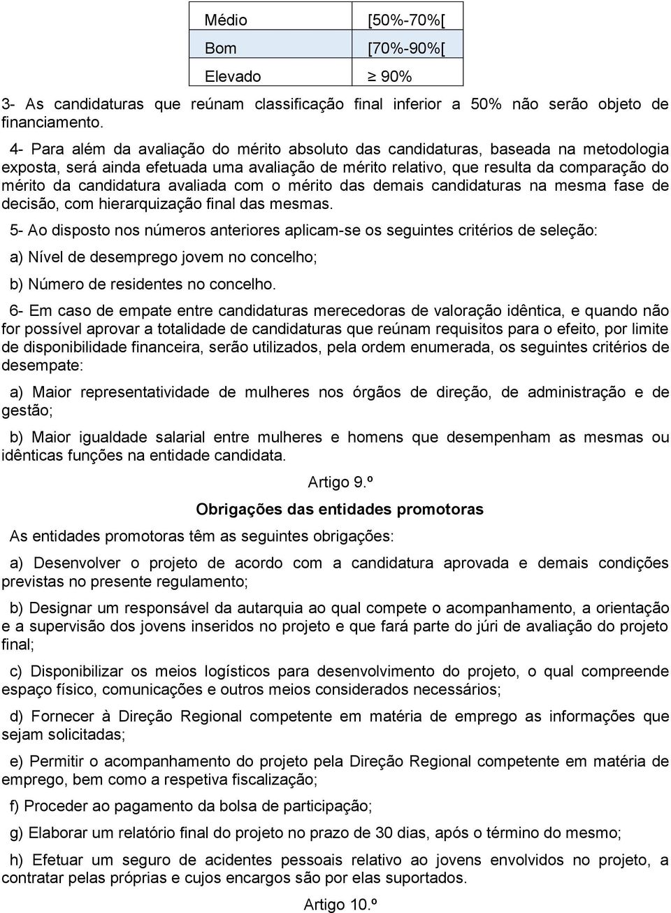 avaliada com o mérito das demais candidaturas na mesma fase de decisão, com hierarquização final das mesmas.