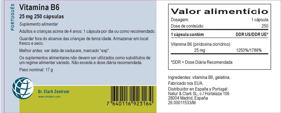 Os suplementos alimentares não devem ser utilizados como substitutos de um regime alimentar variado. Não exceda a dose diária recomendada.