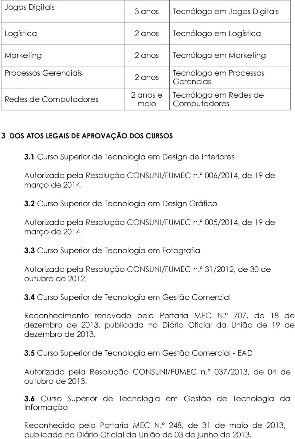 1 Curso Superior de Tecnologia em Design de Interiores Autorizado pela Resolução CONSUNI/FUMEC n.º 006/2014, de 19 de março de 2014. 3.