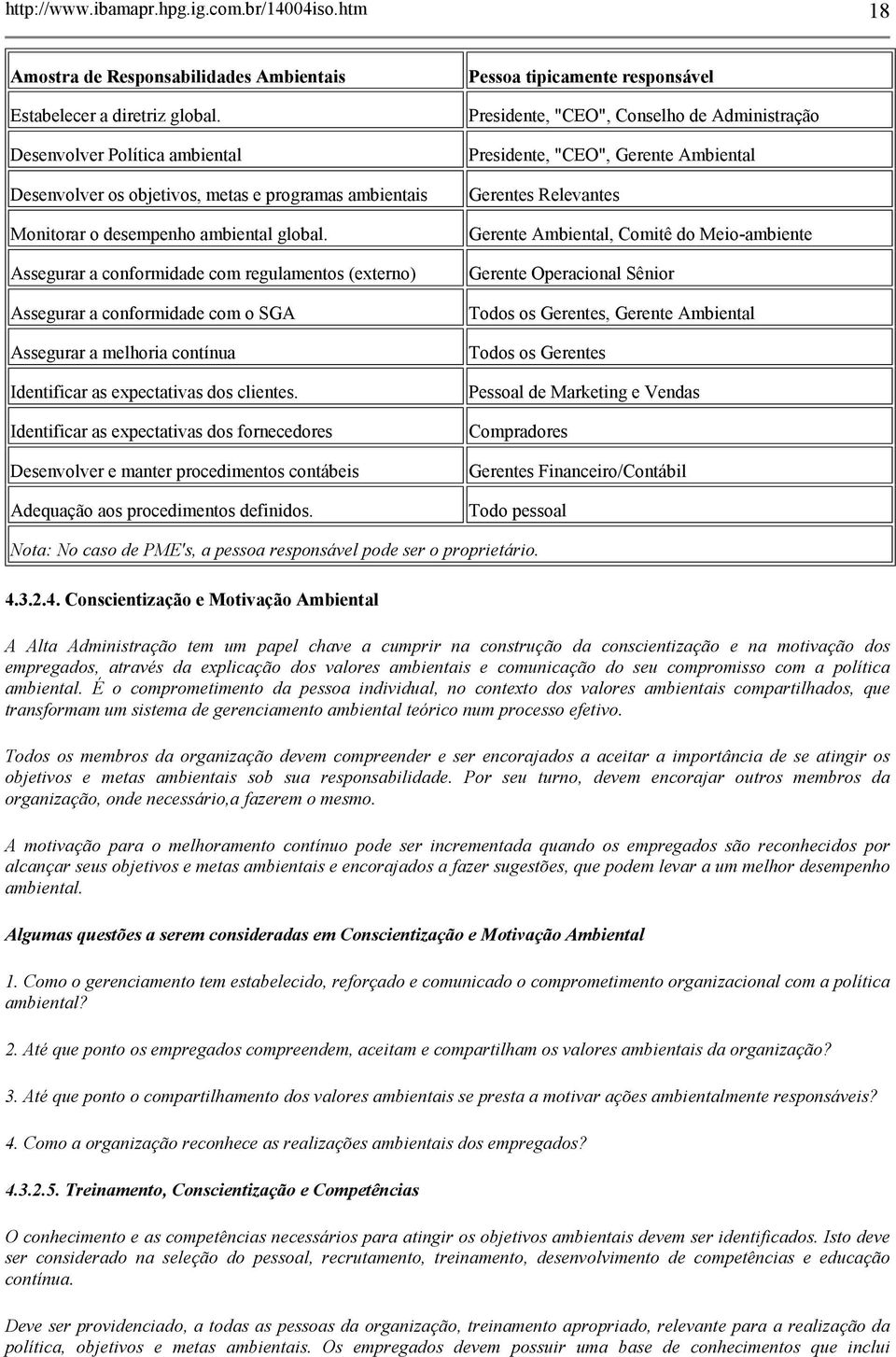 Assegurar a conformidade com regulamentos (externo) Assegurar a conformidade com o SGA Assegurar a melhoria contínua Identificar as expectativas dos clientes.