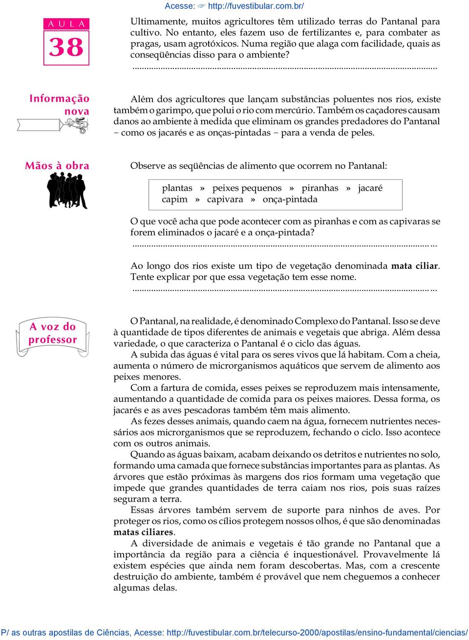 Informação nova Além dos agricultores que lançam substâncias poluentes nos rios, existe também o garimpo, que polui o rio com mercúrio.