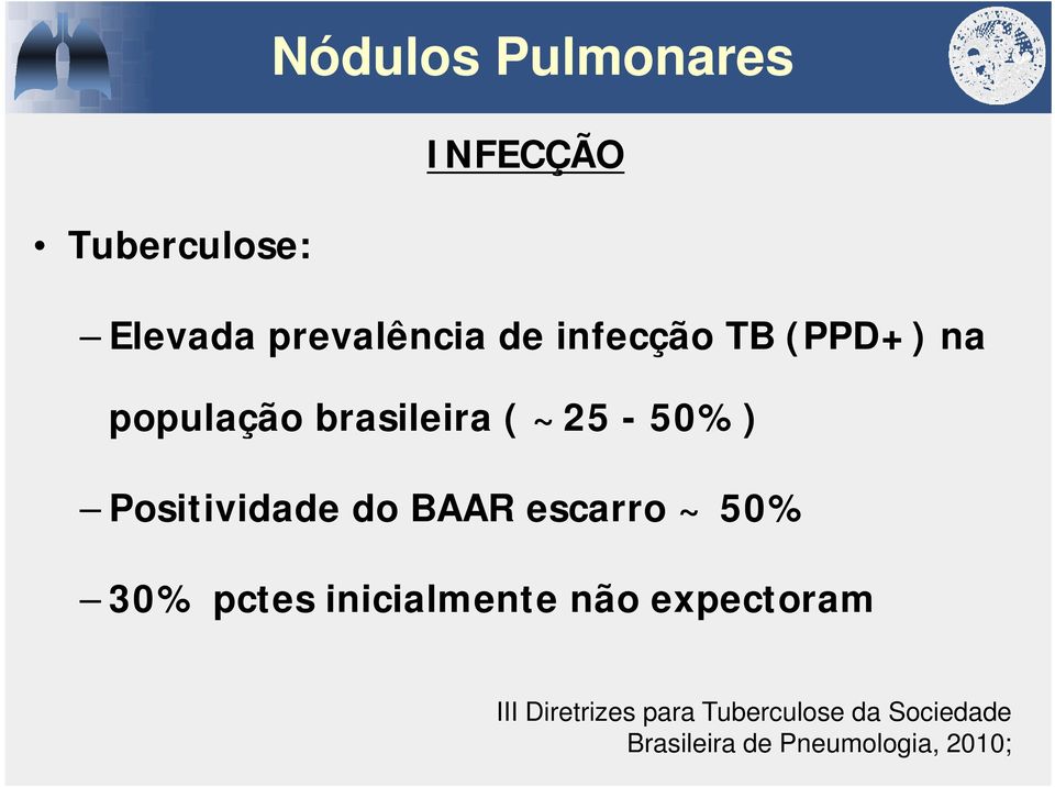 do BAAR escarro ~ 50% 30% pctes inicialmente i i não expectoram III