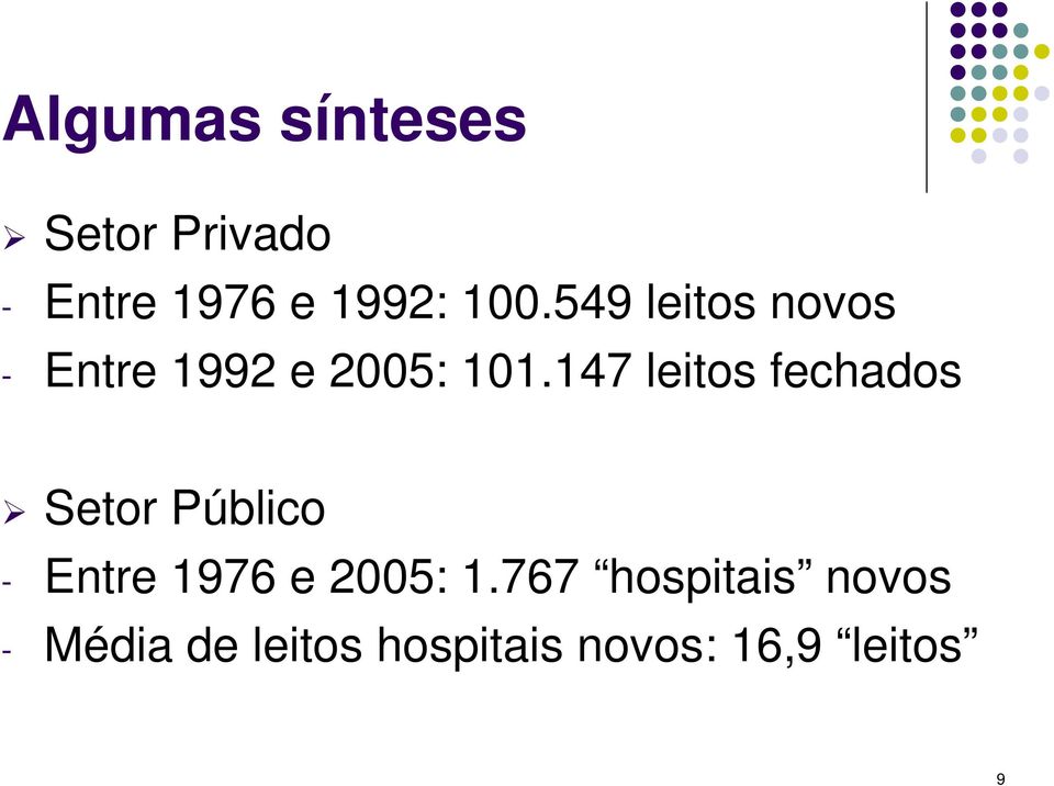 147 leitos fechados Setor Público - Entre 1976 e 2005: