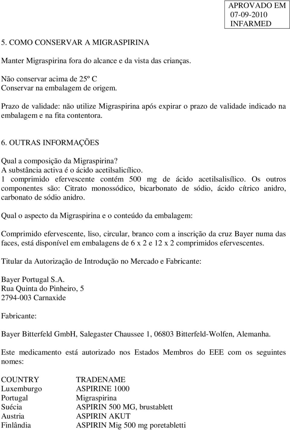 A substância activa é o ácido acetilsalicílico. 1 comprimido efervescente contém 500 mg de ácido acetilsalisílico.