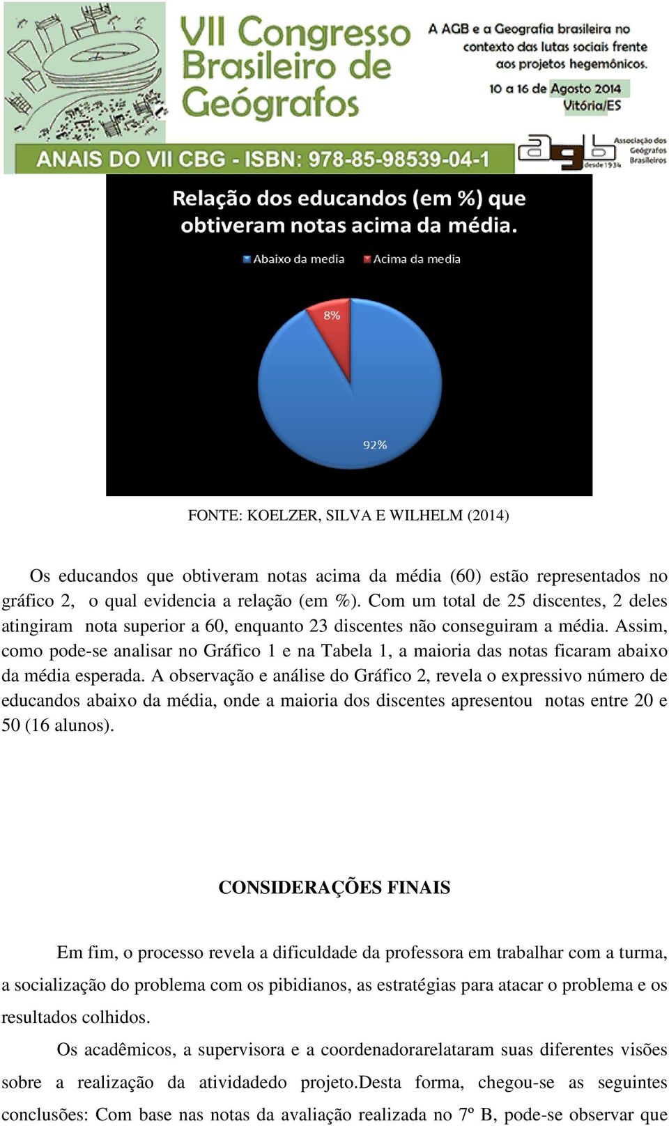 Assim, como pode-se analisar no Gráfico 1 e na Tabela 1, a maioria das notas ficaram abaixo da média esperada.