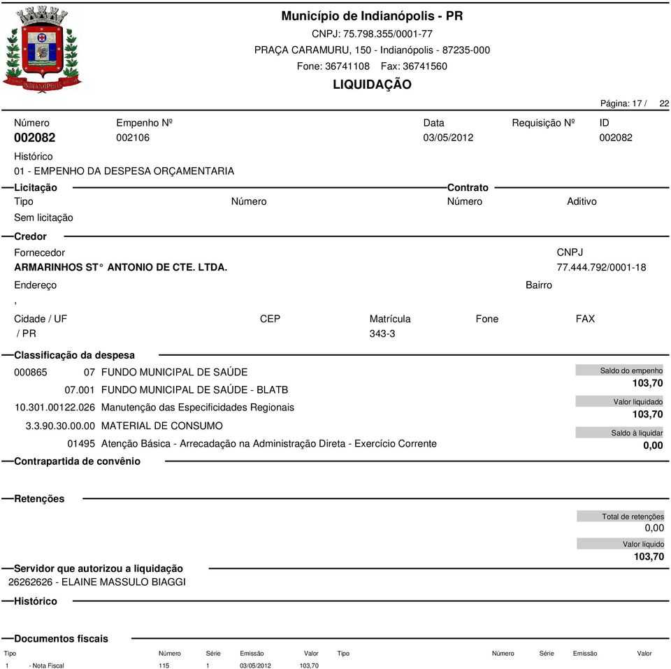 026 Manutenção das Especificidades Regionais 3.3.90.30.00.